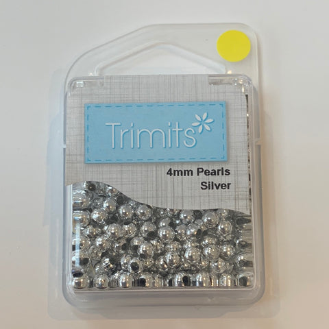 TRIMITS 4mm Pearls Silver Beads ~ 7g pack